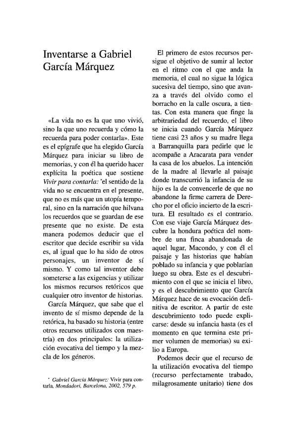 Inventarse a Gabriel García Márquez / Mariano Veloy | Biblioteca Virtual Miguel de Cervantes