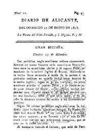 Portada:Diario de Alicante. Núm. 11, 11 de enero de 1818