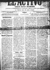 Portada:El Activo : Periódico Político Independiente y Defensor de los Intereses Morales, Materiales y Agrícolas de este Distrito Electoral. Núm. 1, 28 de mayo de 1899