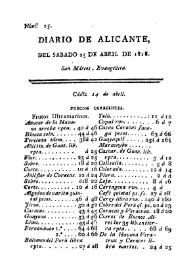 Portada:Diario de Alicante. Núm. 25, 25 de abril de 1818