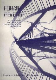 Portada:Forma Abierta : Cuadernos de Creación e Investigación Artística. Núm. 1, enero de 1974