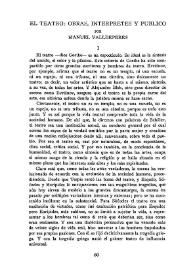 El teatro: obras, intérpretes y público / Manuel Valldeperes | Biblioteca Virtual Miguel de Cervantes