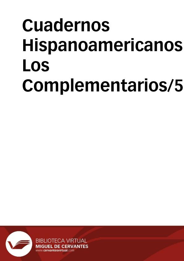 Cuadernos Hispanoamericanos. Los Complementarios/5, mayo 1990 | Biblioteca Virtual Miguel de Cervantes