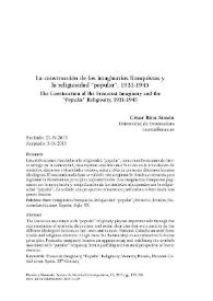Portada:La construcción de los imaginarios franquistas y la religiosidad \"popular\" / César Rina Simón