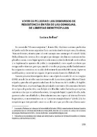 Vivir es peligrar: los discursos de resistencia en "Río de las congojas", de Libertad Demitrópulos / Luciana Belloni | Biblioteca Virtual Miguel de Cervantes