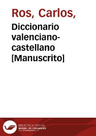 Portada:Diccionario valenciano-castellano [Manuscrito]