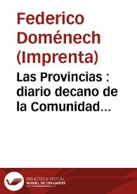Portada:Otro título: Las Provincias : diario decano de la Región Valenciana. Año XXXII. Núms. 11329/11358 - septiembre 1897 mes completo