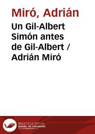 Un Gil-Albert Simón antes de Gil-Albert / Adrián Miró | Biblioteca Virtual Miguel de Cervantes