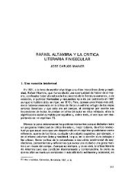 Portada:Rafael Altamira y la crítica literaria finisecular / José Carlos Mainer