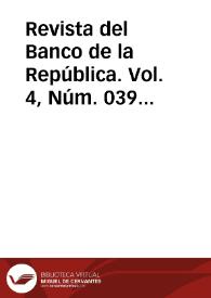 Portada:Revista del Banco de la República. Vol. 4, Núm. 039 (enero 1931)