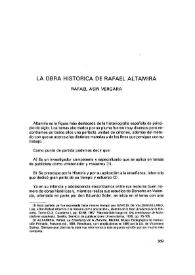 Portada:La obra histórica de Rafael Altamira / Rafael Asín Vergara
