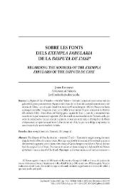 Portada:Sobre les fonts del \"exempla fabularia\" de la \"Disputa de l'ase\" / Jordi Redondo