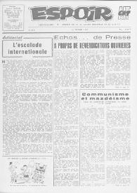 Portada:Espoir : Organe de la VIª Union régionale de la C.N.T.F. Num. 215, 13 février 1966