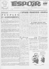 Portada:Espoir : Organe de la VIª Union régionale de la C.N.T.F. Num. 222, 3 avril 1966