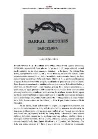 Portada:Barral Editores S. A. (Barcelona, 1970-1982) [Semblanza] / Laureano Bonet Mojica y Cristina Suárez Toledano