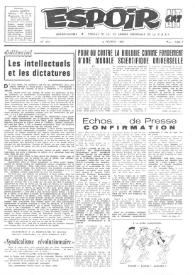 Portada:Espoir : Organe de la VIª Union régionale de la C.N.T.F. Num. 318, 4 février 1968