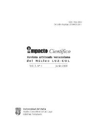 Impacto Científico : Revista Arbitrada Venezolana del Núcleo Costa Oriental del Lago. Vol. 3, núm. 1, junio, 2008 | Biblioteca Virtual Miguel de Cervantes