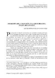 Portada:Shakespeare, Calderón y la historia del falso adulterio / Reyes Coll-Tellechea y Anthony Zahareas