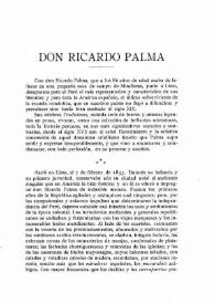 Más información sobre Don Ricardo Palma / José de La Riva-Agüero y Osma