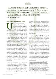 "El asalto terrible que los ratones dieron a la galleta de los franceses" (1808): romance de cordel, epopeya satírica, alegoría política, fábula animal y poema de disparates / José Manuel Pedrosa | Biblioteca Virtual Miguel de Cervantes