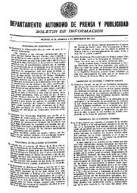 Portada:Boletín de Información. Departamento Autónomo de Publicidad y Propaganda [México]. Martes 7 de septiembre de 1937