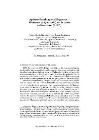 Aprovechando que el Esgueva...: Góngora (y Quevedo) en la corte vallisoletana (1603) / Pedro Conde Parrado y Javier García Rodríguez | Biblioteca Virtual Miguel de Cervantes