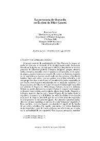 Portada:La presencia de Quevedo en la obra de Elias Canetti / Francisco Vivar