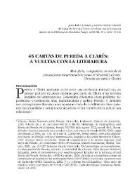 Portada:45 cartas de Pereda a Clarín: a vueltas con la literatura / Jesús Rubio Jiménez y Antonio Deaño Gamallo