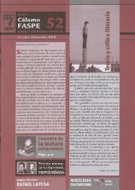 Más información sobre Revista Cálamo FASPE : lengua y literatura españolas. Núm. 52, 2008