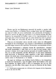 Parlamento y lenguaje / Pedro Laín Entralgo | Biblioteca Virtual Miguel de Cervantes