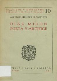 Portada:Díaz Mirón : poeta y artífice  / Alfonso Méndez Plancarte