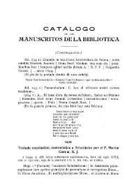 Catálogo de los manuscritos de la Biblioteca (Continuación) / Miguel Artigas y Ferrando | Biblioteca Virtual Miguel de Cervantes