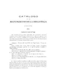 Catálogo de los manuscritos de la Biblioteca (Continuación) / Miguel Artigas y Ferrando | Biblioteca Virtual Miguel de Cervantes