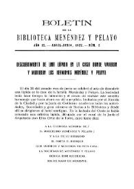 Descubrimiento de una lápida en la casa donde vivieron y murieron los hermanos Menéndez y Pelayo / Luis de Escalante | Biblioteca Virtual Miguel de Cervantes