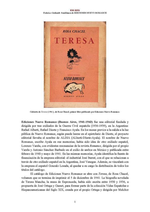 Ediciones Nuevo Romance (Buenos Aires, 1941-1943) [Semblanza] / Federico Gerhardt | Biblioteca Virtual Miguel de Cervantes