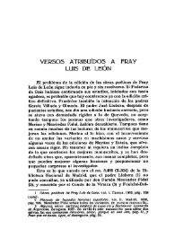 Versos atribuidos a Fray Luis de León / José Manuel Blecua | Biblioteca Virtual Miguel de Cervantes