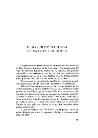 El manifiesto electoral de Patricio Rigüelta / Luis de Escalante | Biblioteca Virtual Miguel de Cervantes