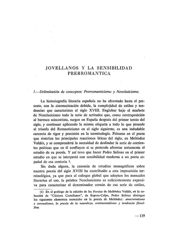 Jovellanos y la sensibilidad perromántica / Joaquín Arce Fernández | Biblioteca Virtual Miguel de Cervantes
