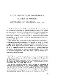 Portada:Datos históricos de los primeros teatros de Madrid: contratos de arriendo, 1641-1719 / J. E. Varey y N. D. Shergold