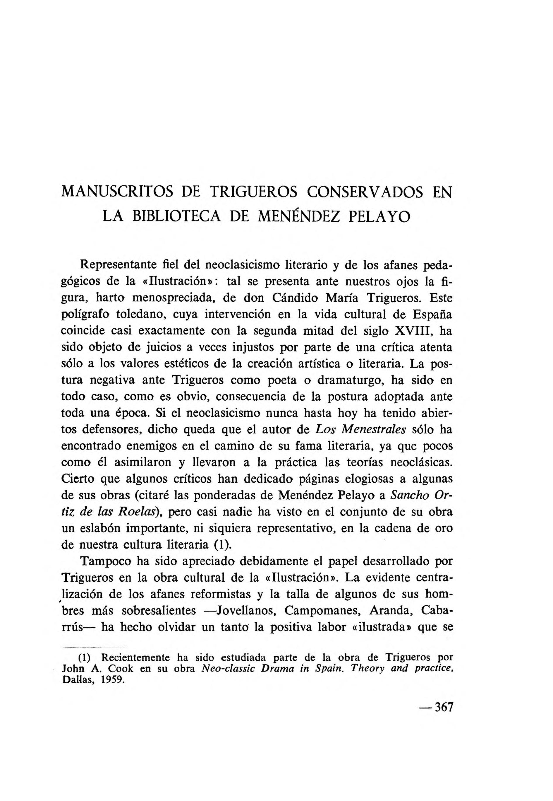 Manuscritos de Trigueros conservados en la Biblioteca de Menéndez Pelayo / Francisco Aguilar Piñal | Biblioteca Virtual Miguel de Cervantes