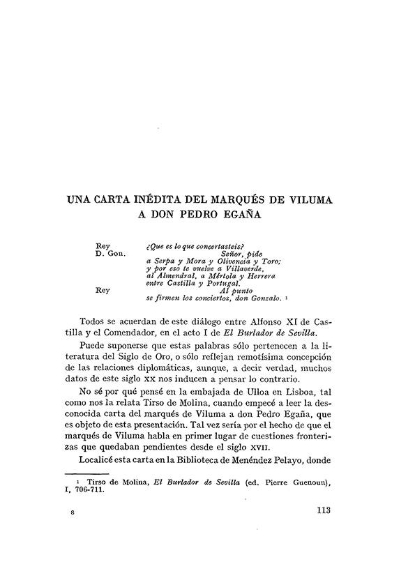 Una carta inédita del marqués de Viluma a D. Pedro Egaña / [editor] Pierre Guénoun | Biblioteca Virtual Miguel de Cervantes