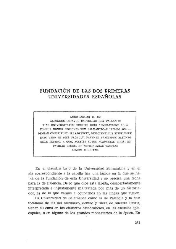 Fundación de las dos primeras universidades españolas / Enrique Sánchez Reyes | Biblioteca Virtual Miguel de Cervantes