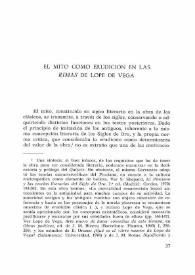 Portada:El mito como erudición en las \"Rimas\" de Lope de Vega / Rosa Romojaro Montero