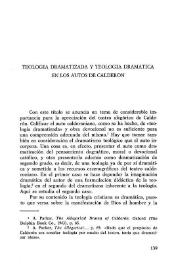 Teología dramatizada y teología dramática en los autos de Calderón / Ángel Lecumberri Cilveti | Biblioteca Virtual Miguel de Cervantes