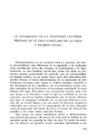 Más información sobre La afirmación de la identidad cultural peruana en el Inca Garcilaso de la Vega y Ricardo Palma / Carlos García Barrón