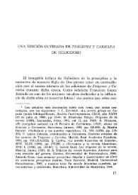 Portada:Una edición olvidada de \"Teágenes y Cariclea\" de Heliodoro / Javier González Rovira