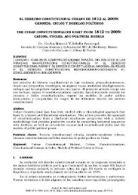 Más información sobre El derecho constitucional cubano de 1812 al 2009: cánones, ciclos y modelos políticos / Carlos Manuel Villabella Armengol