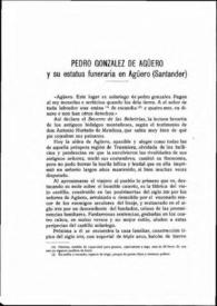 Portada:Pedro González de Agüero y su estatua funeraria en Agüero (Santander) / Elías Ortiz De La Torre
