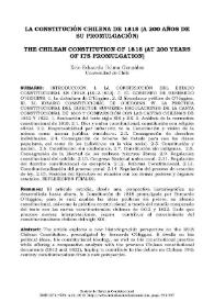 Más información sobre La Constitución chilena de 1818 (a 200 años de su promulgación) / Eric Eduardo Palma González