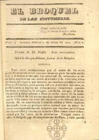 Portada:El Broquel de las Costumbres. Tomo I, núm. 8, jueves 31 de julio de 1834